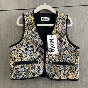 Molo Floral Quilted Kids Vest in Black, Yellow, Blue